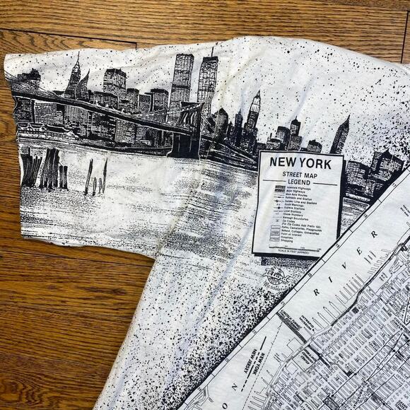 Vintage 90s Rare Island Boyz New York City World Trade Center AOP T Shirt XL - Picture 4 of 6